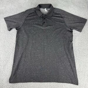 Lululemon Men Gray Speckled Metal Vent Tech Polo Short‎ Sleeve Collar Shirt Xl